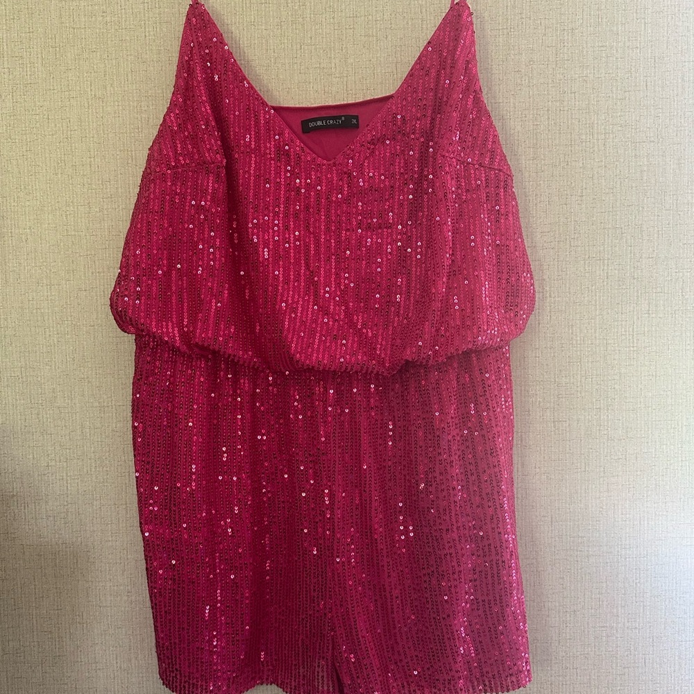 Pink Sequin Women's Romper